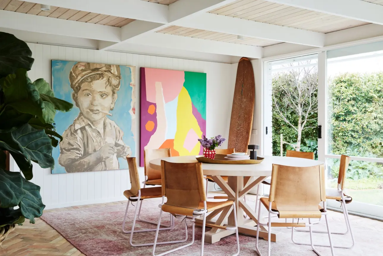 A bright and lived-in coastal dining space